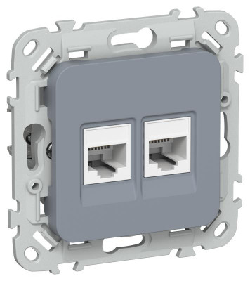 Розетка 2-м СП FLITE РКТ5е/3-2-0-ФлМ RJ45/RJ11 кат.5E/3 UTP механизм маренго IEK FI-KT22-1-K35