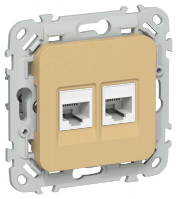 Розетка компьютерная 2-м СП FLITE РК5е-2-0-ФлШм RJ45 кат.5E UTP механизм шамуа IEK FI-K22-1-K89