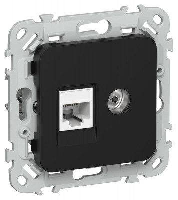 Розетка 2-м СП FLITE РКТВ6-2-0-ФлЧ RJ45/TV кат.6 UTP механизм черн. IEK FI-AK22-2-K02