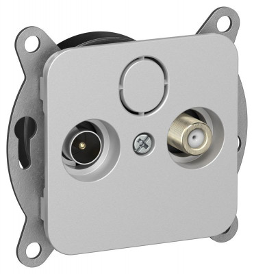 Розетка оконечная TV/SAT 2-м СП FLITE РТВс-2-1-1-ФлА экранир. механизм алюм. IEK FI-AF23-O-K47