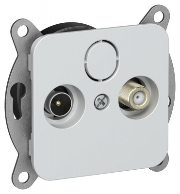 Розетка проходная TV/SAT 2-м СП FLITE РТВс-2-1-2-ФлЖ экранир. механизм жемчуж. IEK FI-AF23-P-K36