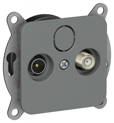 Розетка оконечная TV/SAT 2-м СП FLITE РТВс-2-1-1-ФлМА экранир. механизм мокрый асфальт IEK FI-AF23-O-K80