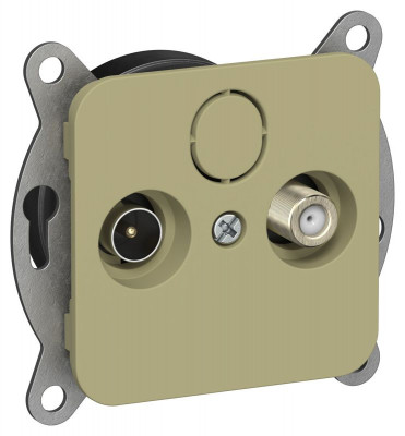 Розетка оконечная TV/SAT 2-м СП FLITE РТВс-2-1-1-ФлО экранир. механизм олив. IEK FI-AF23-O-K26