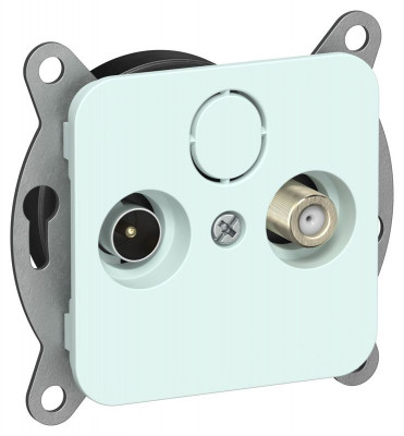 Розетка проходная TV/SAT 2-м СП FLITE РТВс-2-1-2-ФлХЛ экранир. механизм холод. лед IEK FI-AF23-P-K94