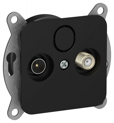 Розетка проходная TV/SAT 2-м СП FLITE РТВс-2-1-2-ФлЧ экранир. механизм черн. IEK FI-AF23-P-K02