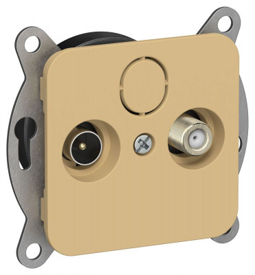 Розетка проходная TV/SAT 2-м СП FLITE РТВс-2-1-2-ФлШм экранир. механизм шамуа IEK FI-AF23-P-K89