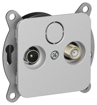 Розетка проходная TV/SAT 2-м СП FLITE РТВс-2-1-2-ФлА экранир. механизм алюм. IEK FI-AF23-P-K47