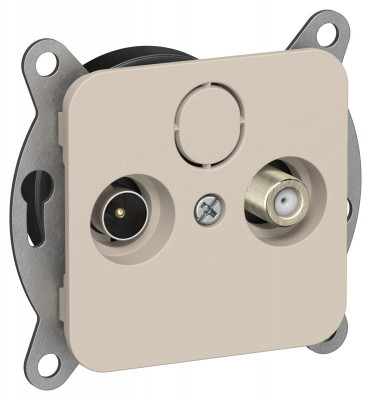 Розетка проходная TV/SAT 2-м СП FLITE РТВс-2-1-2-ФлЛ экранир. механизм льняной IEK FI-AF23-P-K88