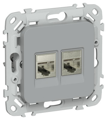 Розетка компьютерная 2-м СП FLITE РК5е-2-1-ФлС RJ45 кат.5E STP механизм сер. IEK FI-K21-1-K03