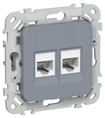 Розетка компьютерная 2-м СП FLITE РК6-2-0-ФлМ RJ45 кат.6 UTP механизм маренго IEK FI-K22-2-K35