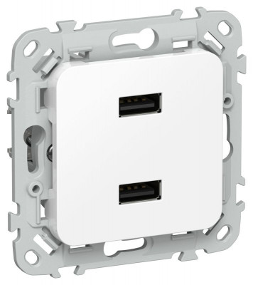 Розетка USB AA СП FLITE РЮ-2-ФлБ 2.1А механизм бел. IEK FI-U21-D31-K01