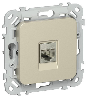 Розетка компьютерная СП FLITE РК5е-1-1-ФлШ RJ45 кат.5E STP механизм шампань IEK FI-K11-1-K37