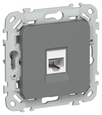 Розетка компьютерная СП FLITE РК5е-1-0-ФлМА RJ45 кат.5E UTP механизм мокрый асфальт IEK FI-K12-1-K80