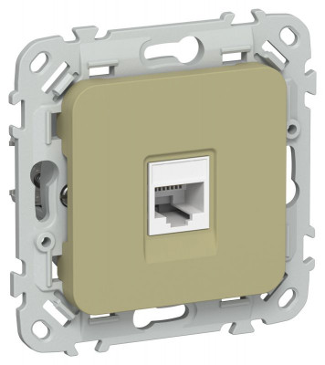 Розетка компьютерная СП FLITE РК5е-1-0-ФлО RJ45 кат.5E UTP механизм олив. IEK FI-K12-1-K26