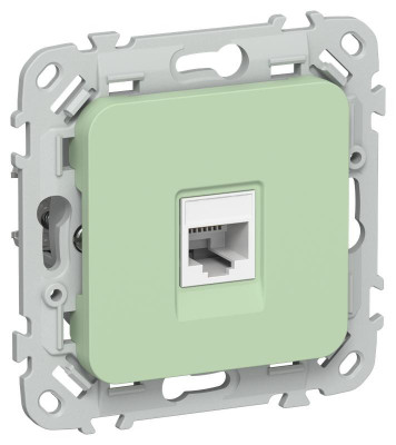 Розетка компьютерная СП FLITE РК5е-1-0-ФлФ RJ45 кат.5E UTP механизм фисташк. IEK FI-K12-1-K93