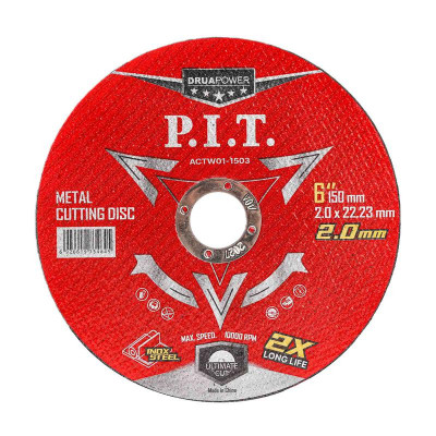 Диск отрезной по металлу 150х22.2х2.0мм (уп.10шт) P.I.T. ACTW01-1503