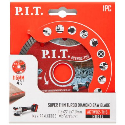 Диск отрезной алмазный Turbo 115х22.2х1.4мм P.I.T. ACTW02-T115