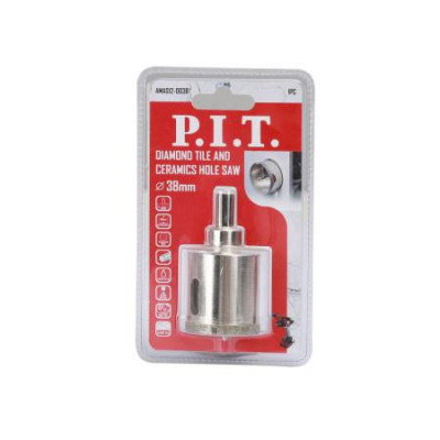 Коронка алмазная по стеклу и керамике 38х40мм хвостовик HEX направляющее сверло сухое/мокрое P.I.T. AMAS12-0038