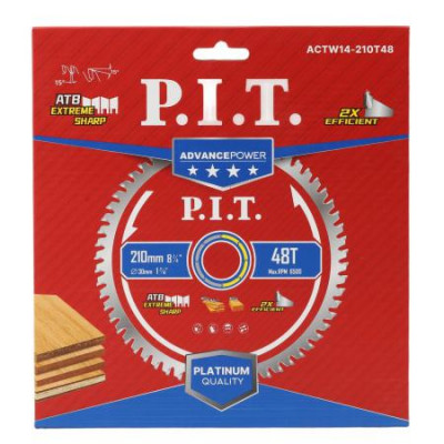 Диск пильный по дереву ADVANCE 210х30х1.4мм 48T Carbide зуб ATB 15град. P.I.T. ACTW14-210T48