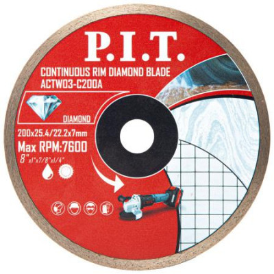 Диск отрезной алмазный сплошной 200х25.4/22.3х1.6мм P.I.T. ACTW03-C200A