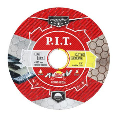 Диск алмазный 2в1 DRUA 125х22.2х1.6мм сухой/мокрый рез резка + шлифовка P.I.T. ACTW11-0125A
