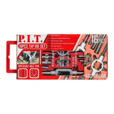 Набор для нарезания резьбы метчик; плашки; держатели (16 предметов) P.I.T. ASET09-016B