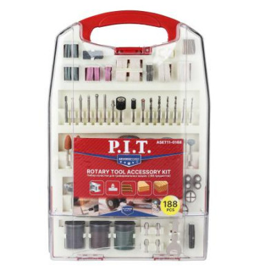 Набор принадлежностей для гравировальных машин (пластик. кейс) (188 предметов) P.I.T. ASET11-0188