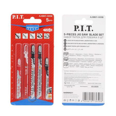 Набор пилок для лобзиков ADVANCE дерево/металл/фигурный рез (блист.) (5 предметов) P.I.T. AJSB01-005B
