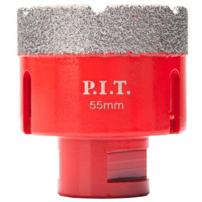 Коронка алмазная по керамограниту 55мм M14 сухое/мокрое сверление вакуумная пайка P.I.T. AMAS18-0055