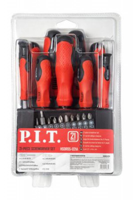 Набор отверток и бит отвертки 10шт; биты 10шт; держатель; подставка (21 предмет) (уп.10шт) P.I.T HSDR05-021A