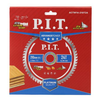 Диск пильный по дереву ADVANCE 210х30х1.4мм 24T Carbide зуб ATB 15град. P.I.T. ACTW14-210T24