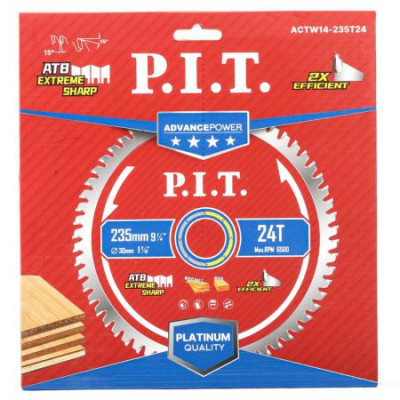 Диск пильный по дереву ADVANCE 235х30х1.8мм 24T Carbide зуб ATB 15град. P.I.T. ACTW14-235T24