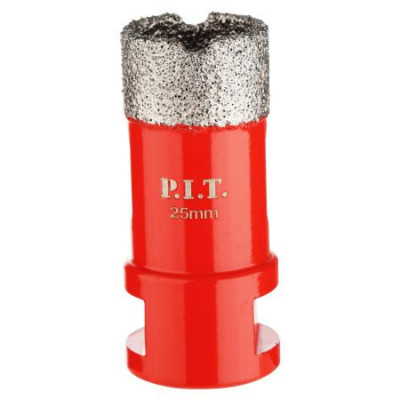 Коронка алмазная по керамограниту 25мм M14 сухое/мокрое сверление вакуумная пайка P.I.T. AMAS18-0025