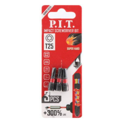 Бита ударная магнитная T25х25мм IMPACT торсионная зона (уп.3шт) P.I.T. ASDR01-25T25