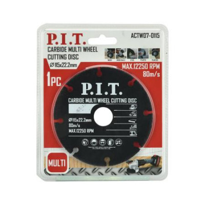 Диск отрезной карбидный сегментированный универс. 115х22.2х1.2мм P.I.T. ACTW07-0115
