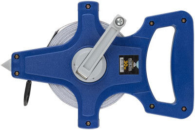 Рулетка геодезическая открытый корпус фибергласовая лента 30м MOS 17772М