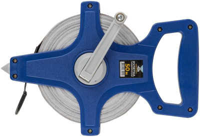 Рулетка геодезическая открытый корпус фибергласовая лента 50м MOS 17773М