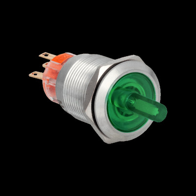 Переключатель MT67-BD211G220 IP67 1НО+1НЗ с подсветкой с фиксацией 220В AC/DC 2 полож. нерж. сталь зел. ОВЕН 139452