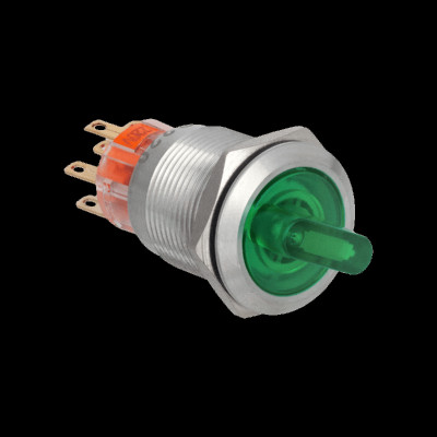 Переключатель MT67-BD331G220 IP67 2НО+2НЗ с подсветкой с фиксацией 220В AC/DC 3 полож. нерж. сталь зел. ОВЕН 139453