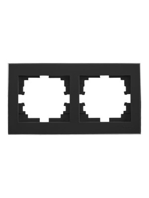 Рамка 2-м RAIN горизонт. черн. бархат + хром. LEZARD 703-4225-147