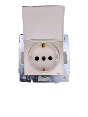 Розетка 1-м СП ASTI 16А IP44 с заземл. с крышкой ПБТ механизм жемчуж./бел. перламутр. LEZARD 7081-3088-123BIPCH