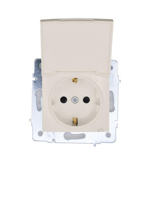 Розетка 1-м СП ASTI 16А IP44 с заземл. с крышкой ПБТ механизм крем. LEZARD 7081-0388-123BIPCH