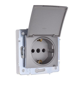 Розетка 1-м СП ASTI 16А IP44 с заземл. с крышкой ПБТ механизм платина LEZARD 7081-3588-123BIPCH