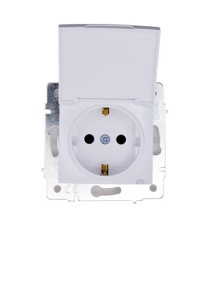 Розетка 1-м СП KARINA 16А IP44 с заземл. с крышкой ПБТ механизм бел. LEZARD 707-0288-123BIPCH