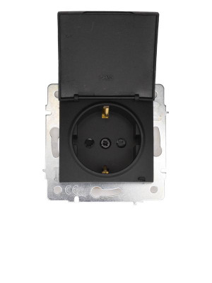 Розетка 1-м СП KARINA 16А IP44 с заземл. с крышкой ПБТ механизм черн. LEZARD 707-4288-123BIPCH