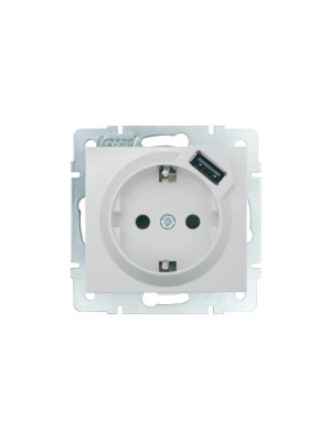 Розетка 1-м СП RAIN 16А IP20 с заземл. + USB механизм бел.. LEZARD 703-0288-181