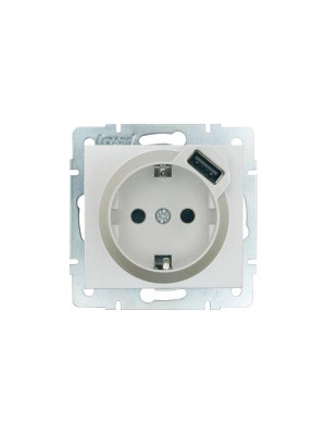Розетка 1-м СП RAIN 16А IP20 с заземл. + USB механизм жемчуж./бел. перламутр. LEZARD 703-3088-181