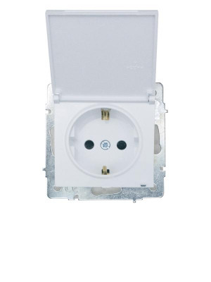 Розетка 1-м СП VESNA 16А IP44 с заземл. с крышкой ПБТ механизм бел. LEZARD 742-0288-123BIPCH