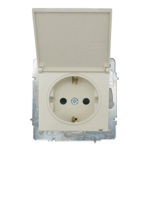Розетка 1-м СП VESNA 16А IP44 с заземл. с крышкой ПБТ механизм крем. LEZARD 742-0388-123BIPCH