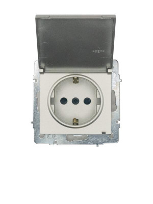 Розетка 1-м СП VESNA 16А IP44 с заземл. с крышкой ПБТ механизм титан. LEZARD 742-3788-123BIPCH